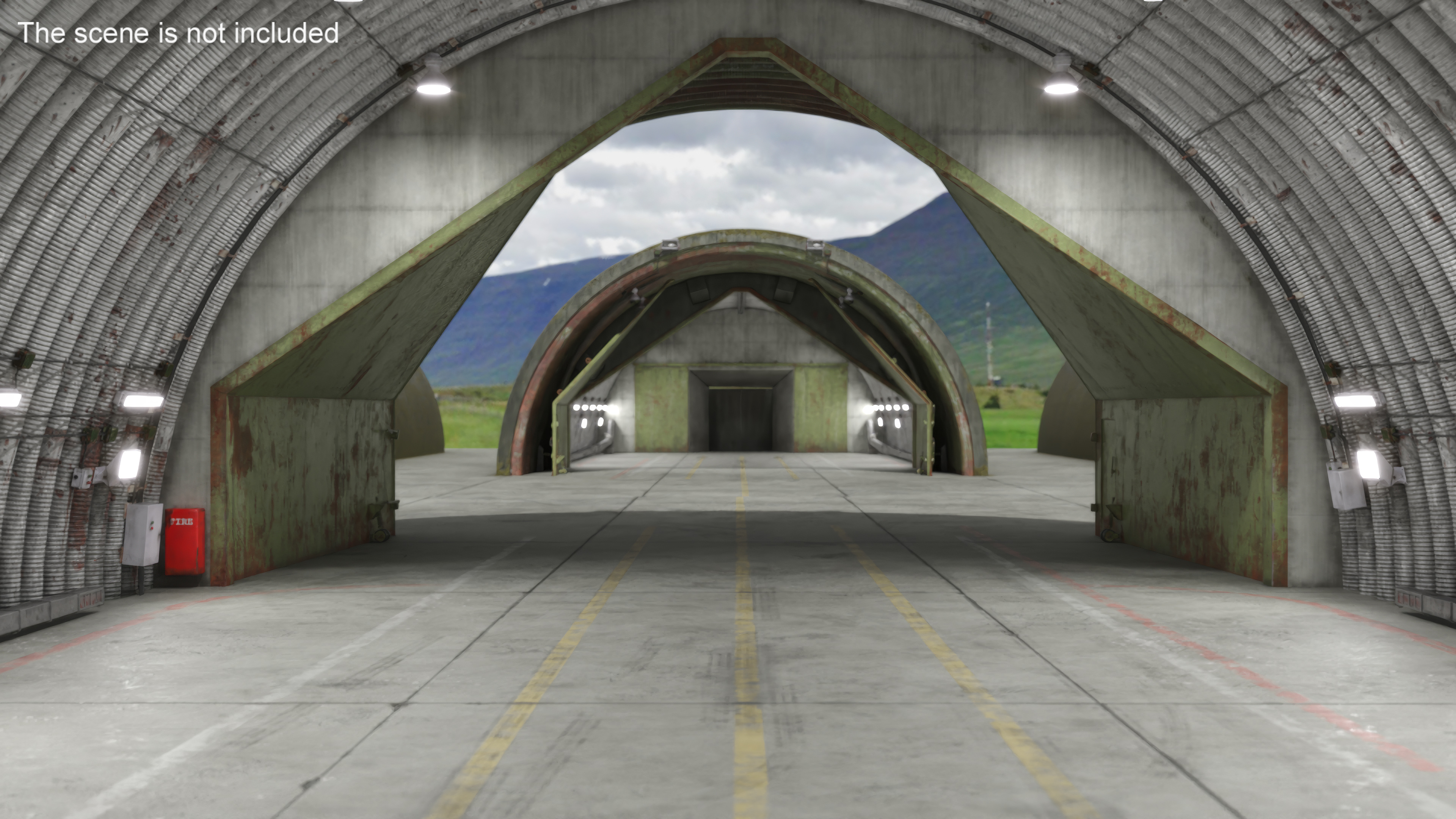 3D Abandoned Aircraft Shelter Open
