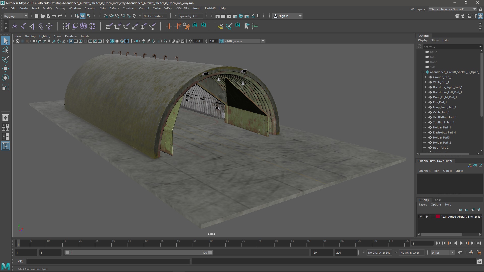 3D Abandoned Aircraft Shelter Open