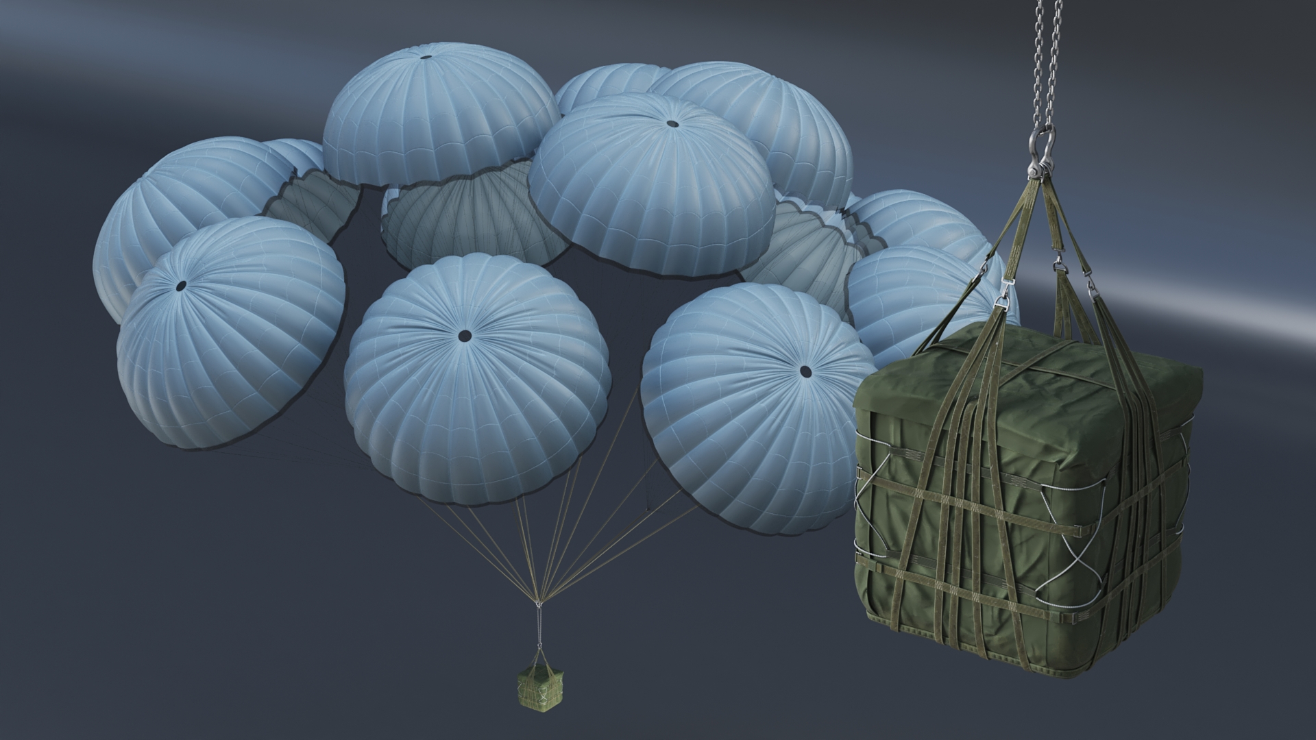 3D model Army Cargo Delivery Parachutes
