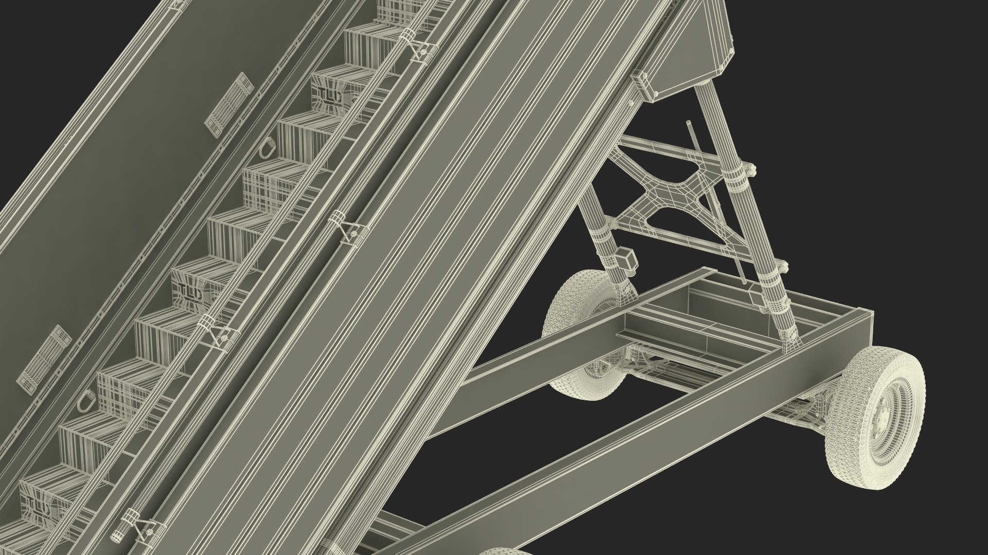 Airbus Delta with Passenger Boarding Stairs Car 3D