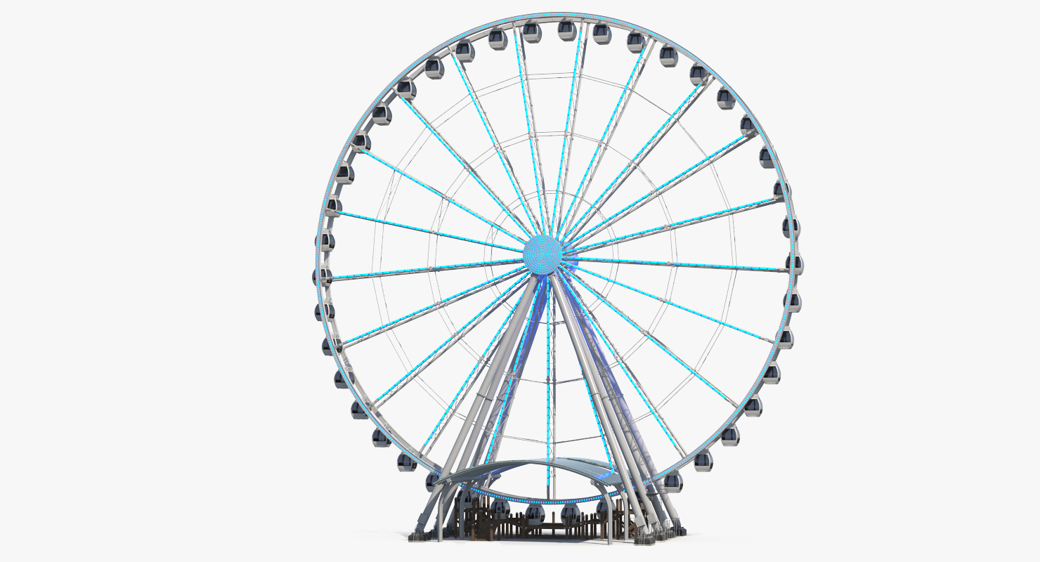 3D model Seattle Great Ferris Wheel at Night
