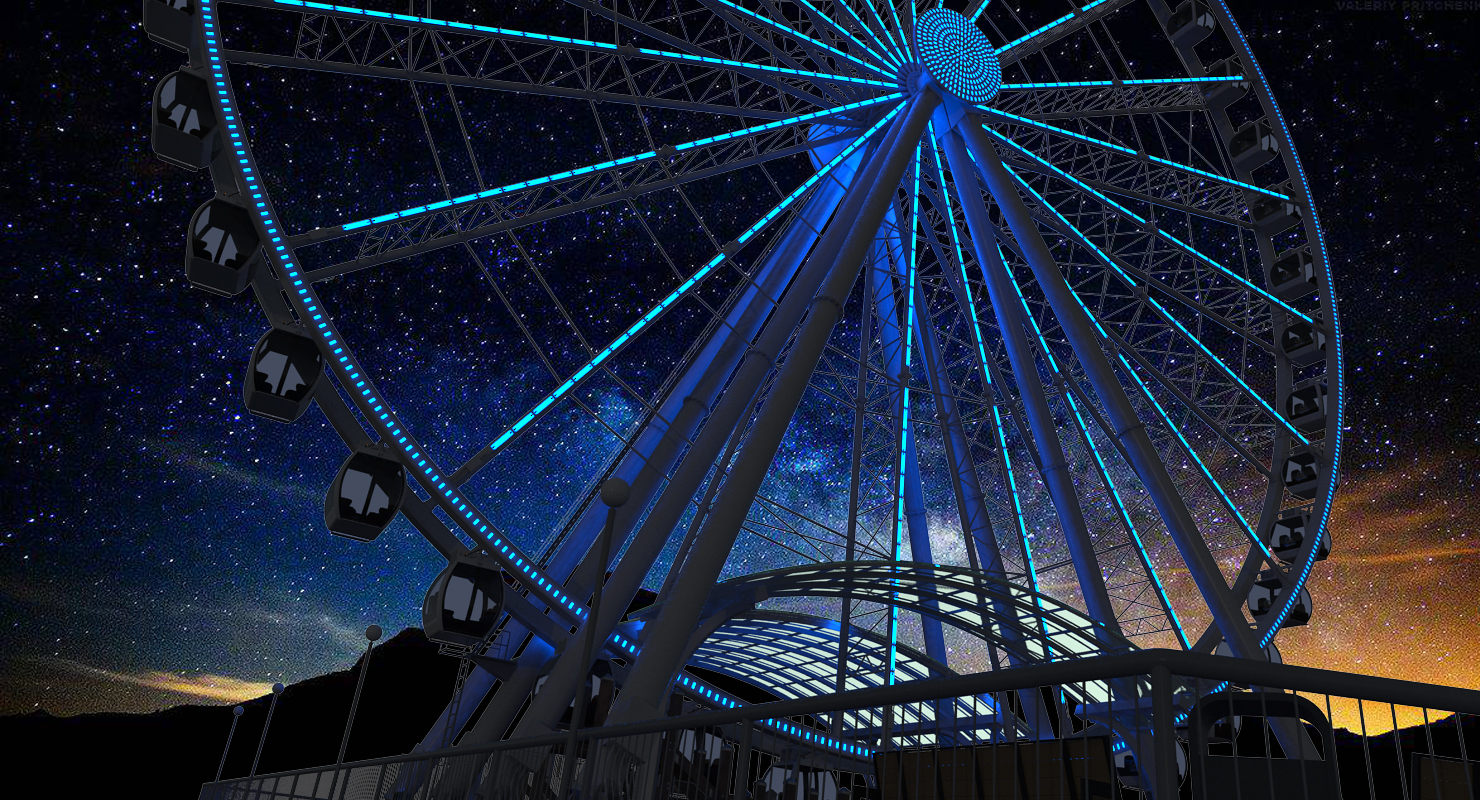 3D model Seattle Great Ferris Wheel at Night