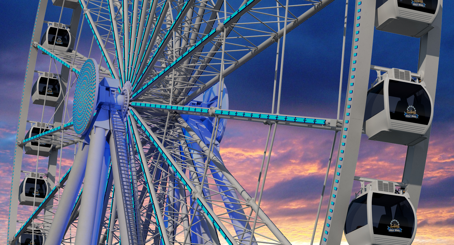 3D model Seattle Great Ferris Wheel at Night