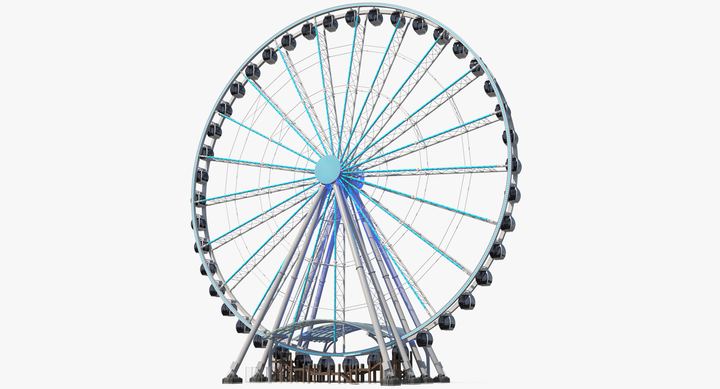 3D model Seattle Great Ferris Wheel at Night