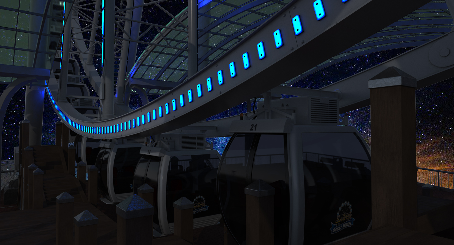 3D model Seattle Great Ferris Wheel at Night