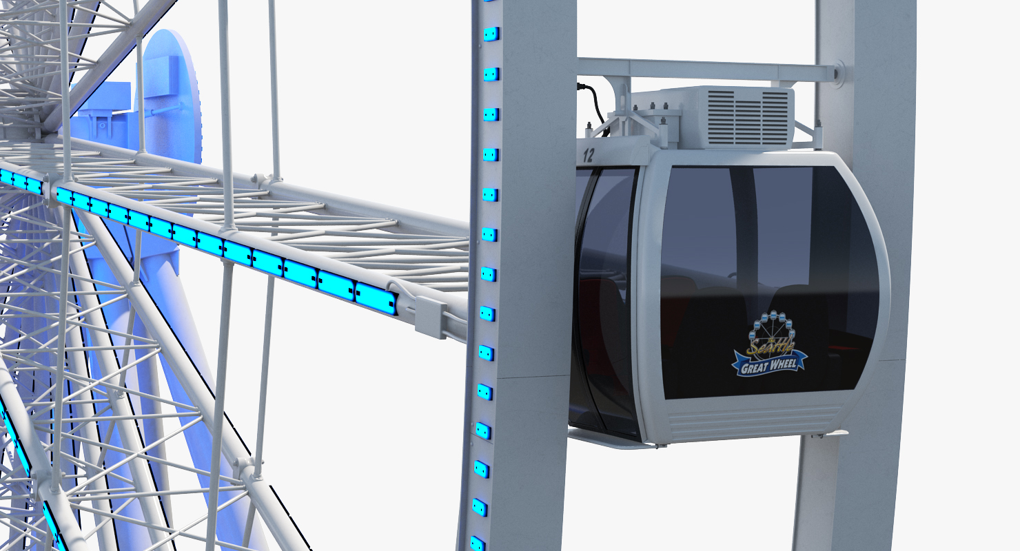 3D model Seattle Great Ferris Wheel at Night