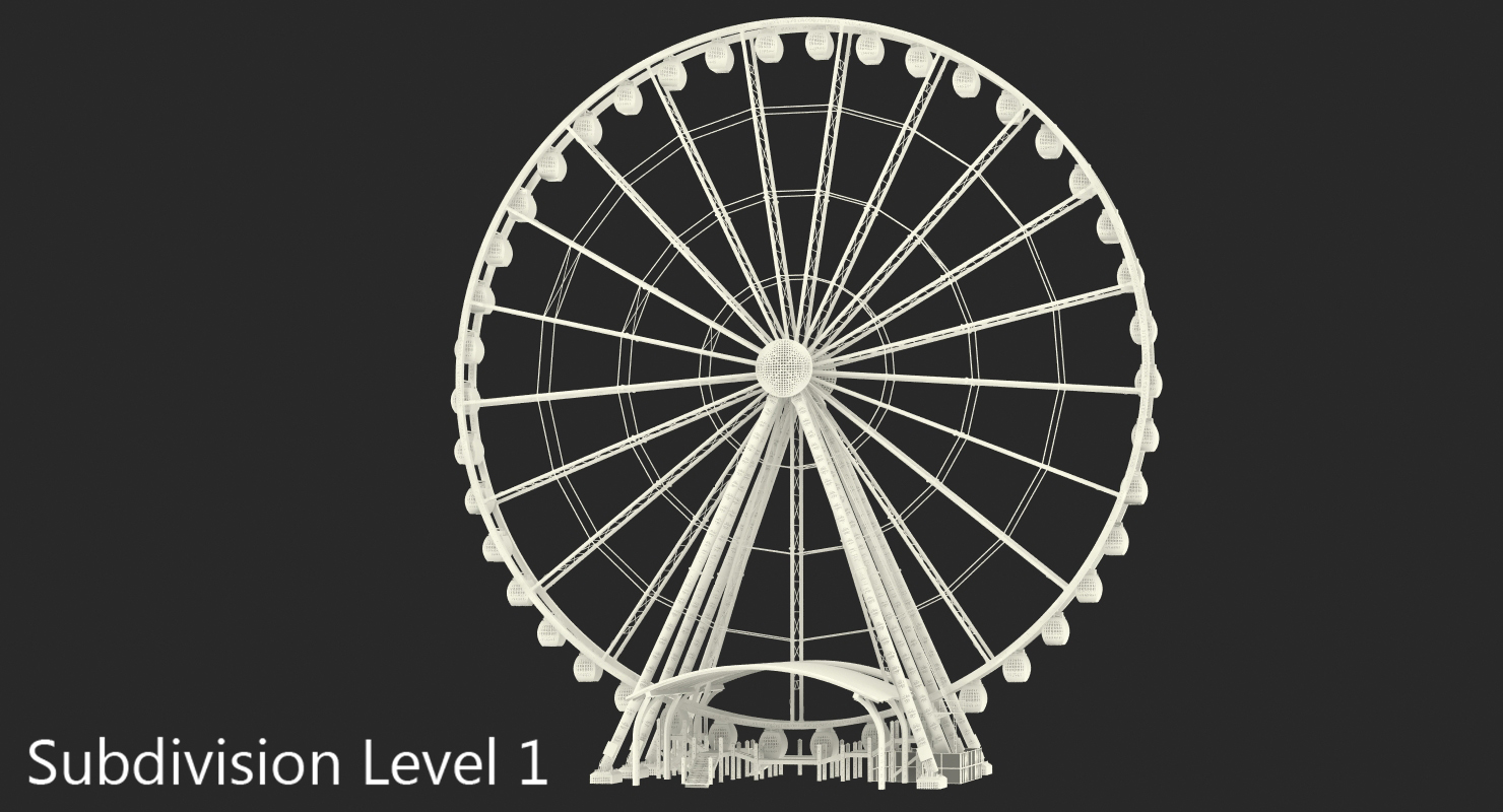 3D model Seattle Great Ferris Wheel at Night