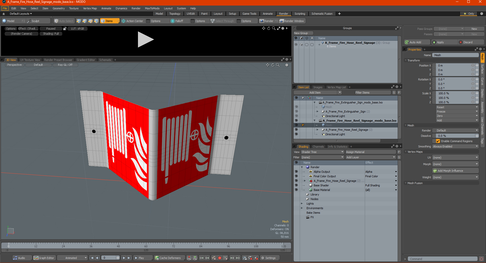 3D model A Frame Fire Hose Reel Signage