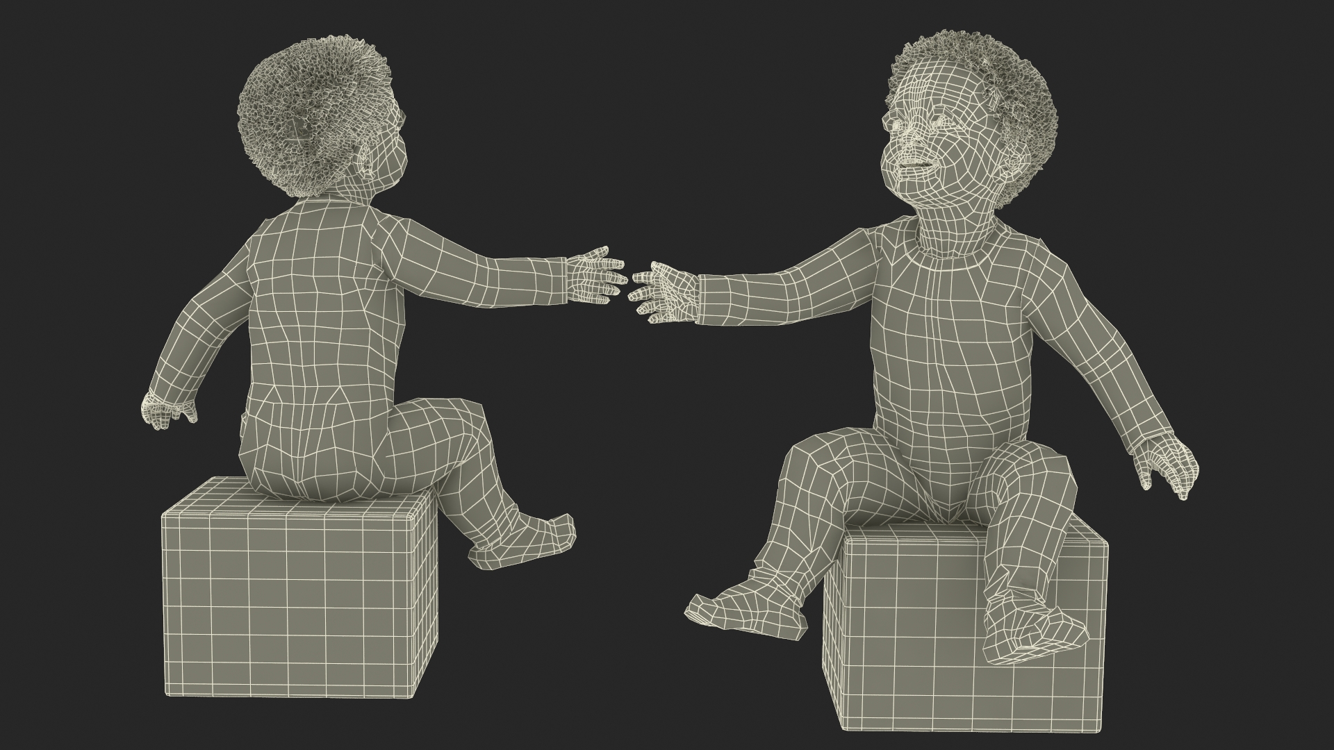 3D African Baby Boy Wearing Full Bodysuit Sitting