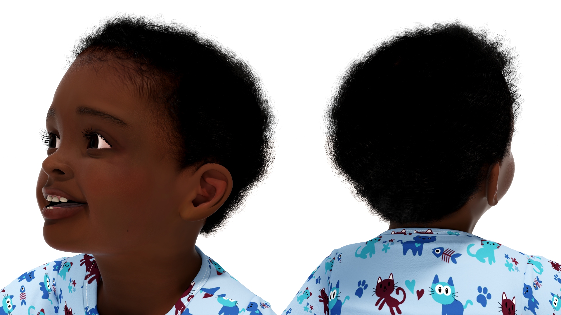 3D African Baby Boy Wearing Full Bodysuit Sitting