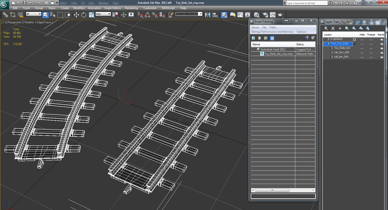 3D Toy Rails Set model