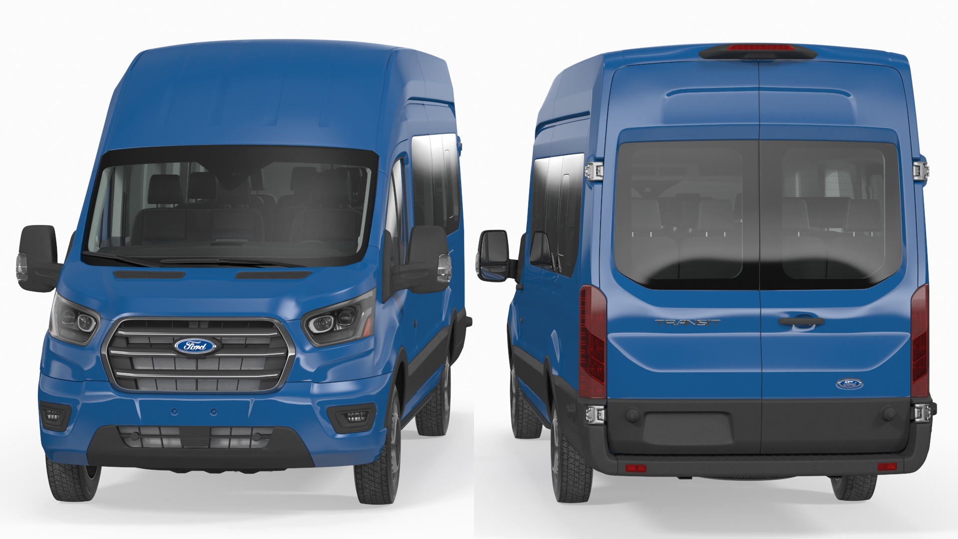 Ford Transit Cargo Blue 2020 Simple Interior 3D model