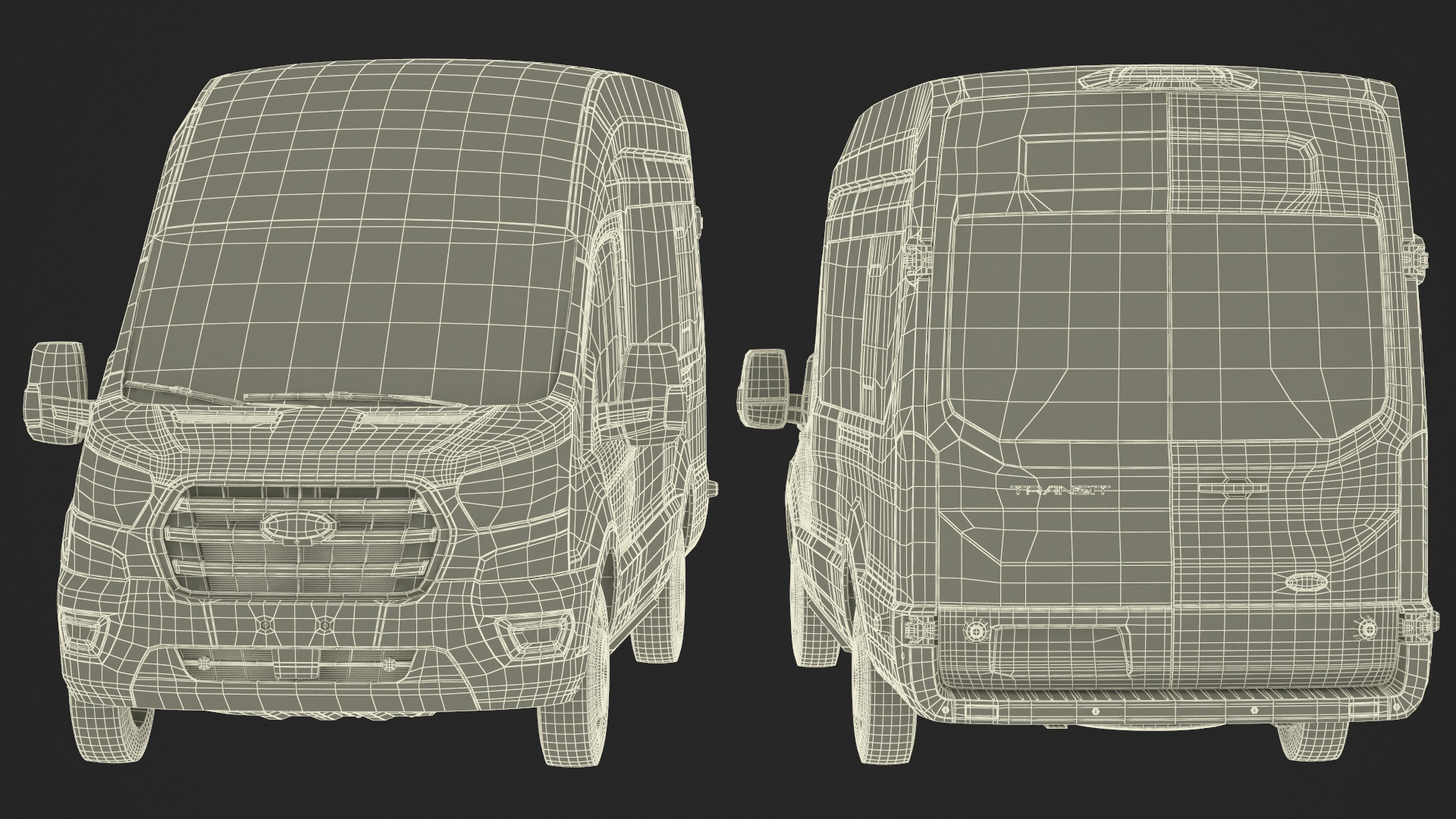 Ford Transit Cargo Blue 2020 Simple Interior 3D model