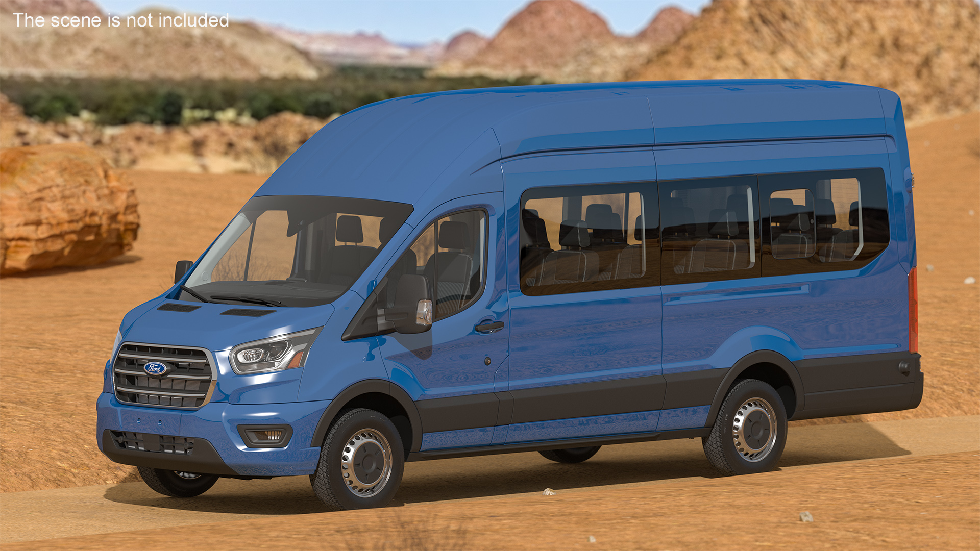Ford Transit Cargo Blue 2020 Simple Interior 3D model