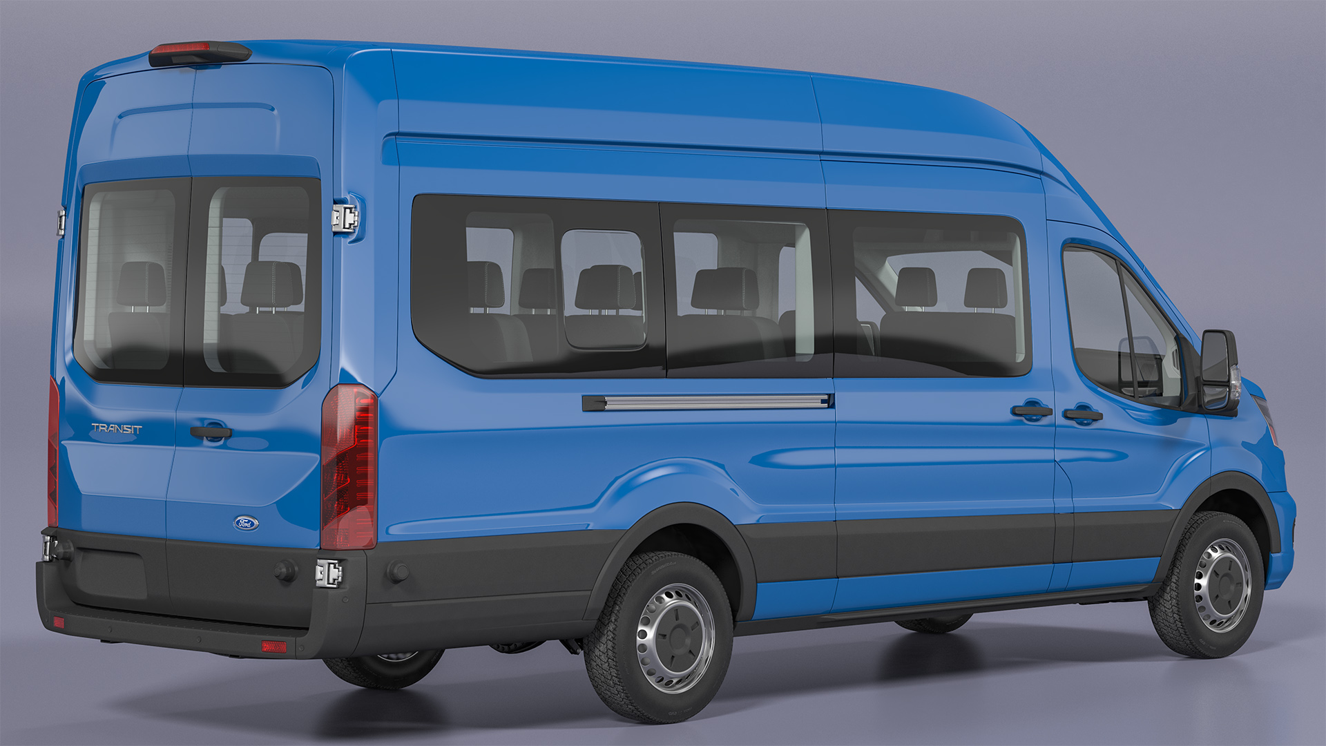 Ford Transit Cargo Blue 2020 Simple Interior 3D model