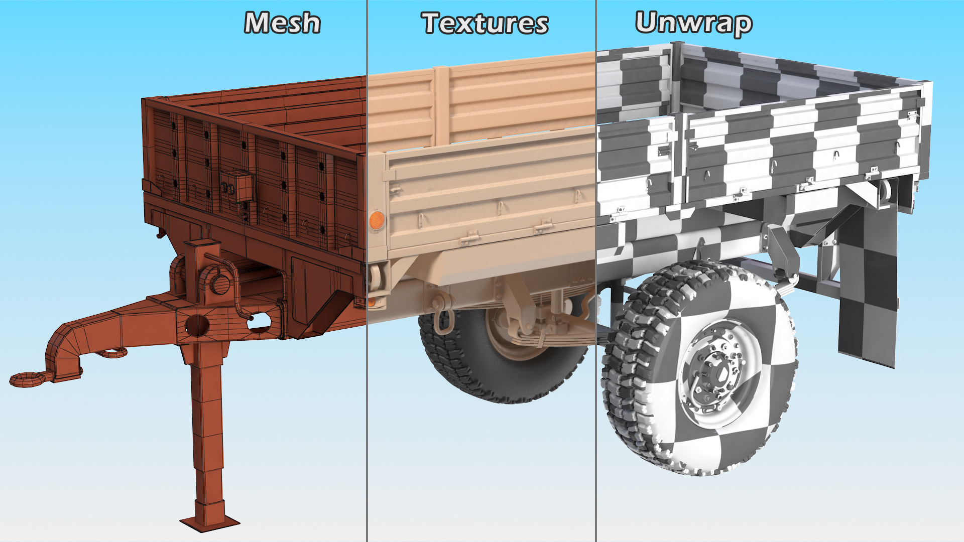 3D Military Cargo Trailer M1082 Sand model