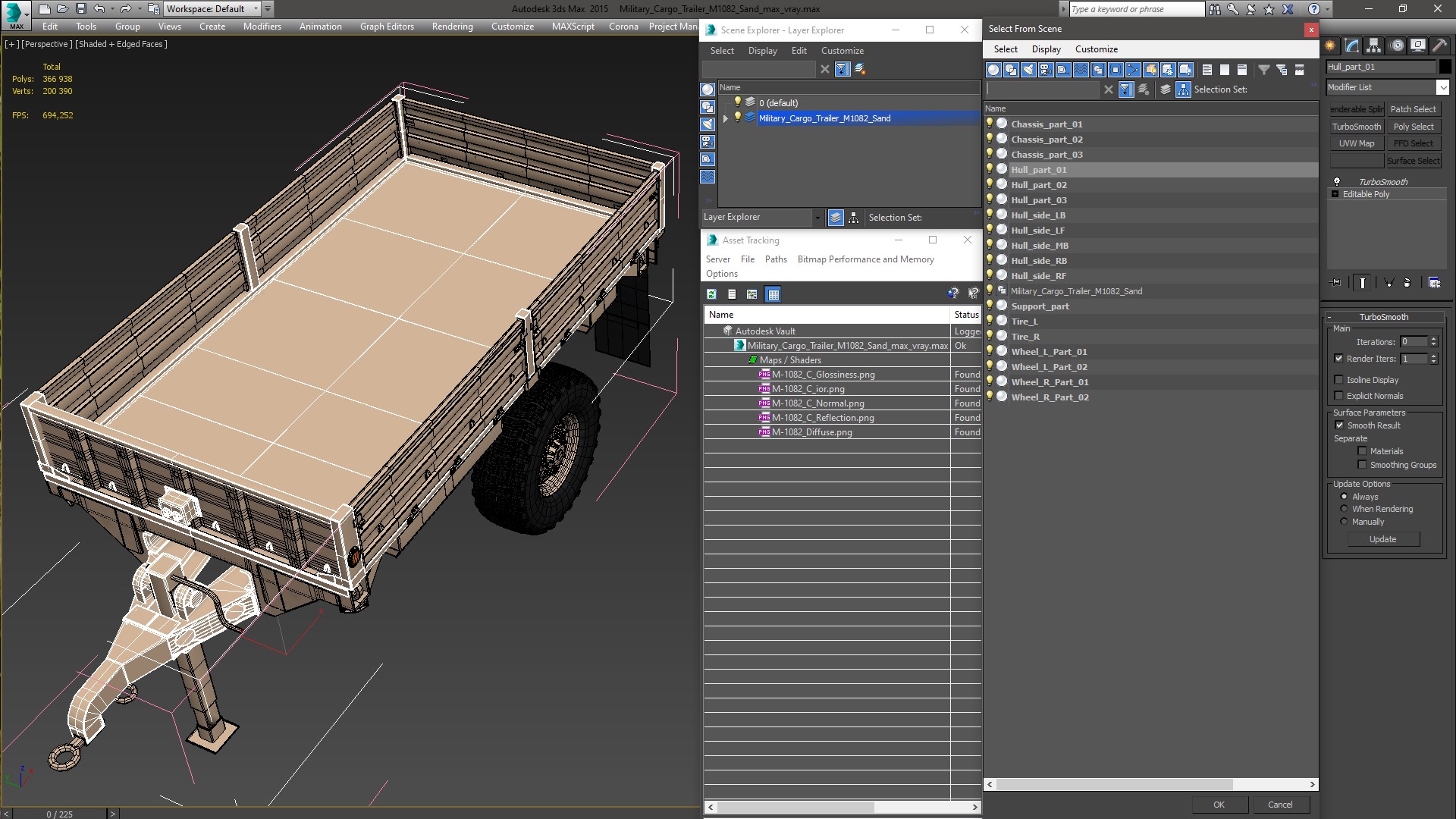 3D Military Cargo Trailer M1082 Sand model