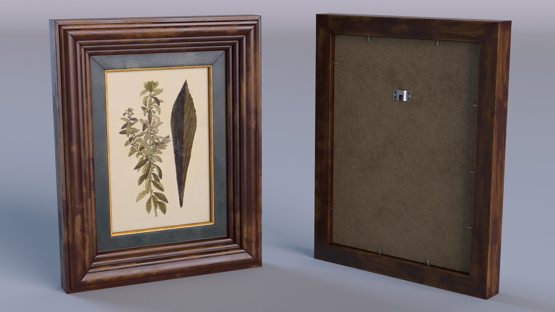 3D Picture Frame Dark Wood with Gold model