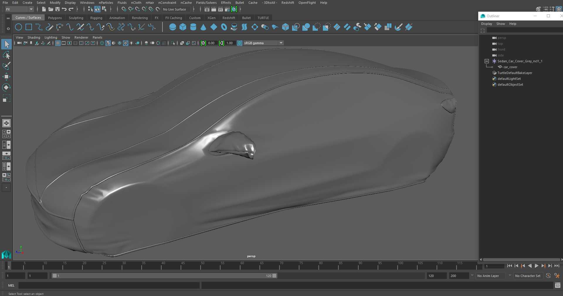 3D model Sedan Car Cover Grey