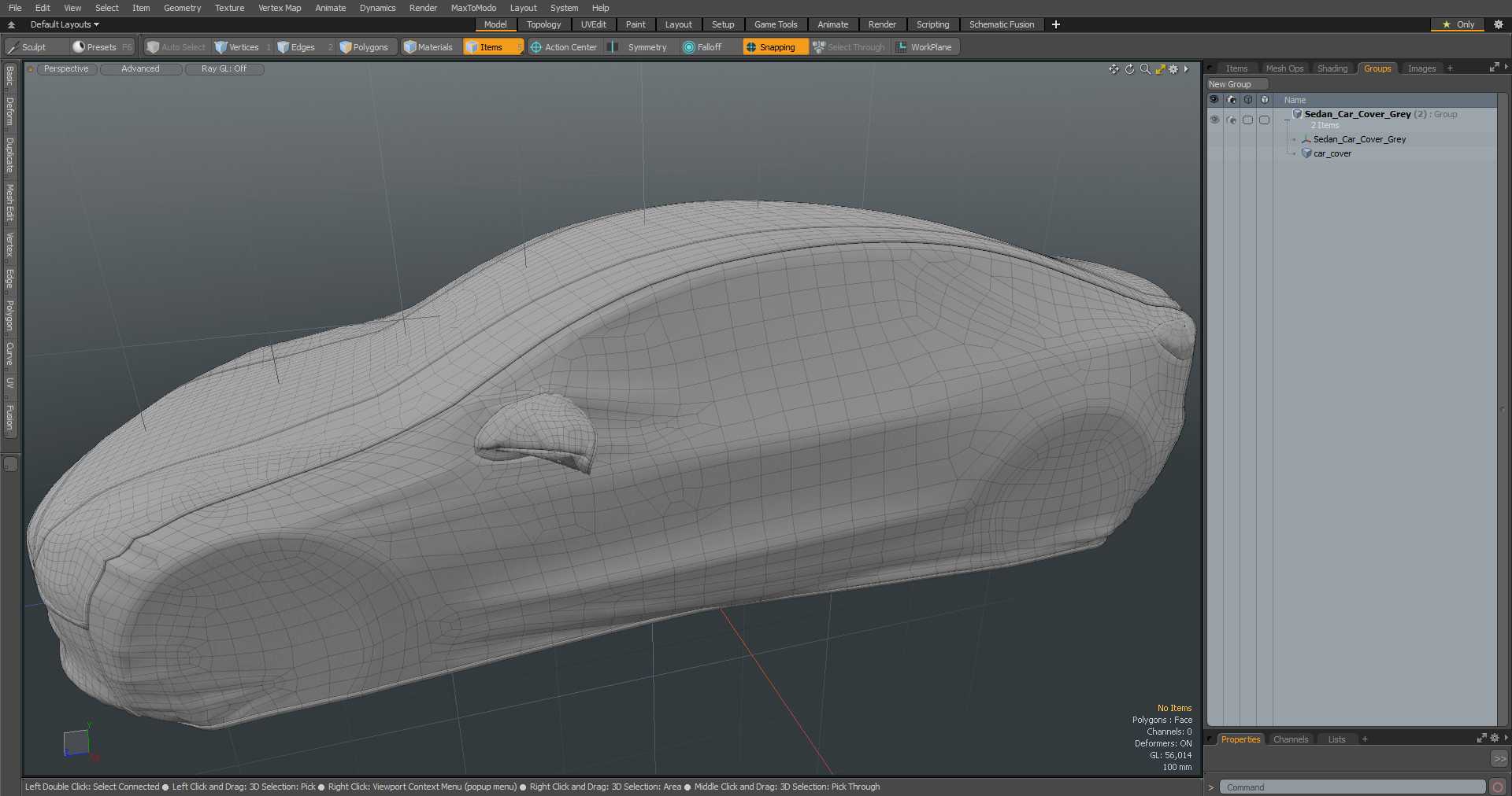3D model Sedan Car Cover Grey