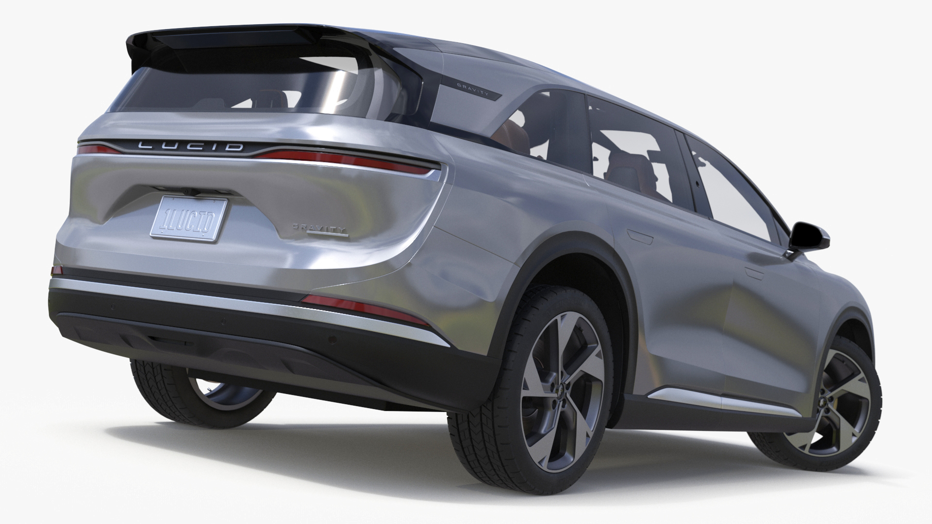 Lucid Gravity Electric Suv Gray with Lights Off Rigged 3D model