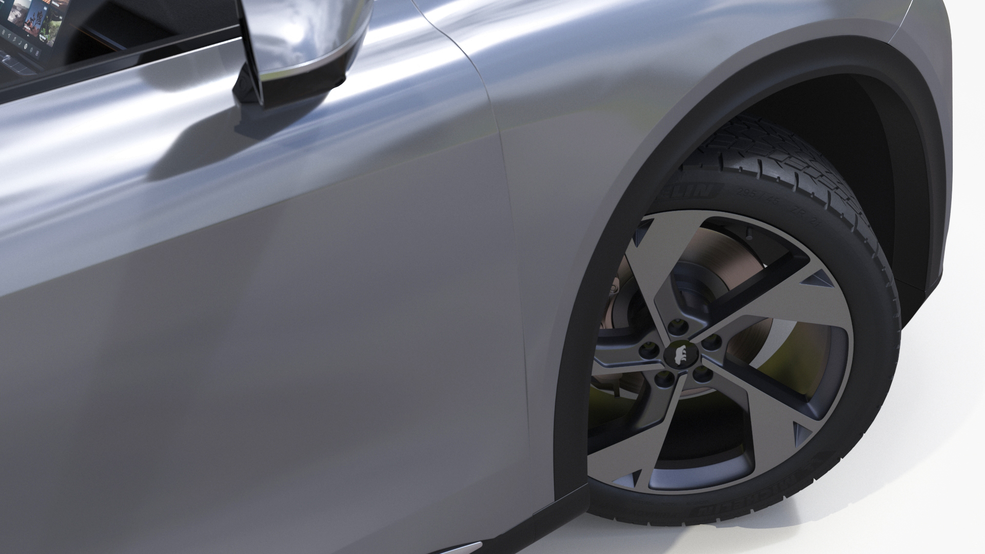 Lucid Gravity Electric Suv Gray with Lights Off Rigged 3D model
