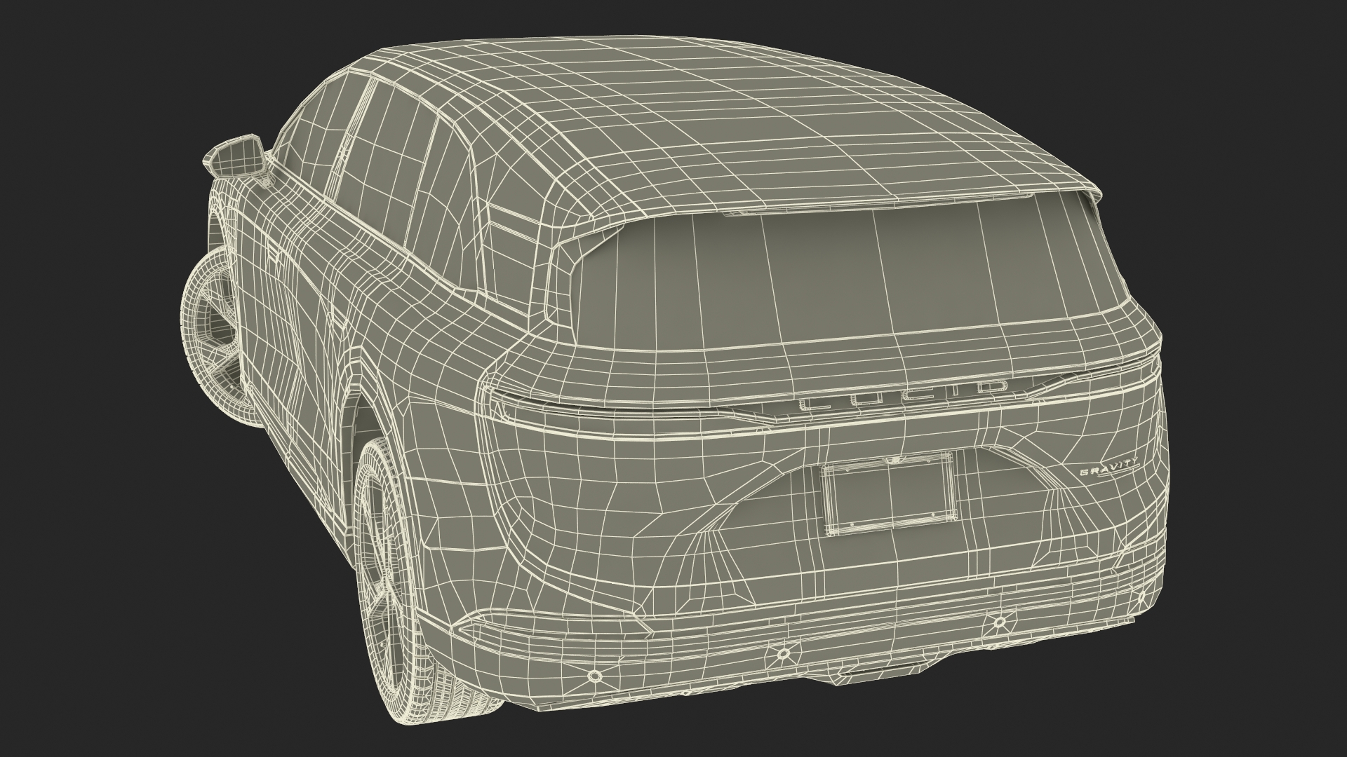 Lucid Gravity Electric Suv Gray with Lights Off Rigged 3D model