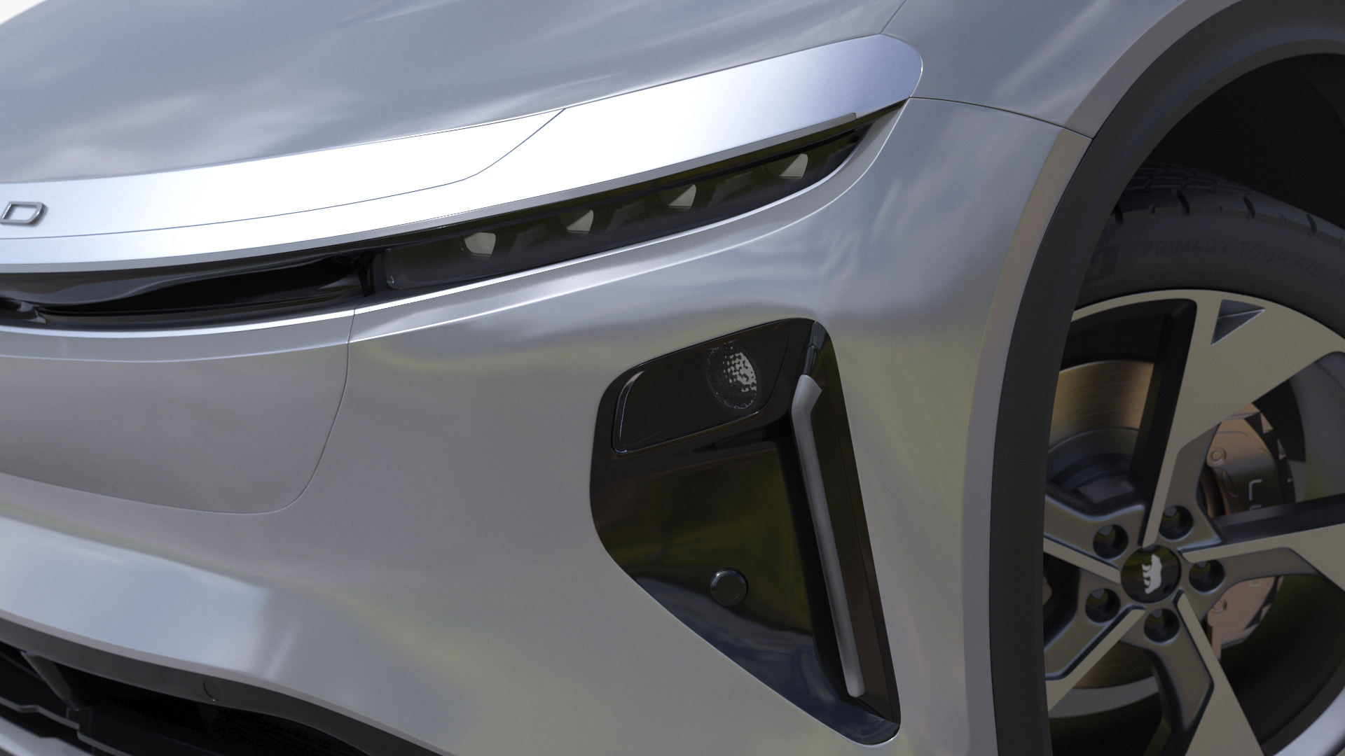 Lucid Gravity Electric Suv Gray with Lights Off Rigged 3D model