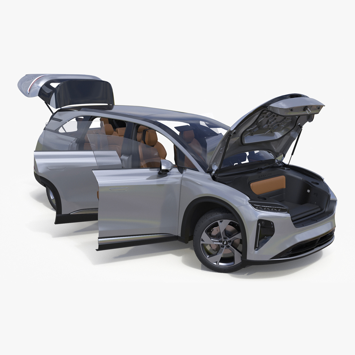 Lucid Gravity Electric Suv Gray with Lights Off Rigged 3D model