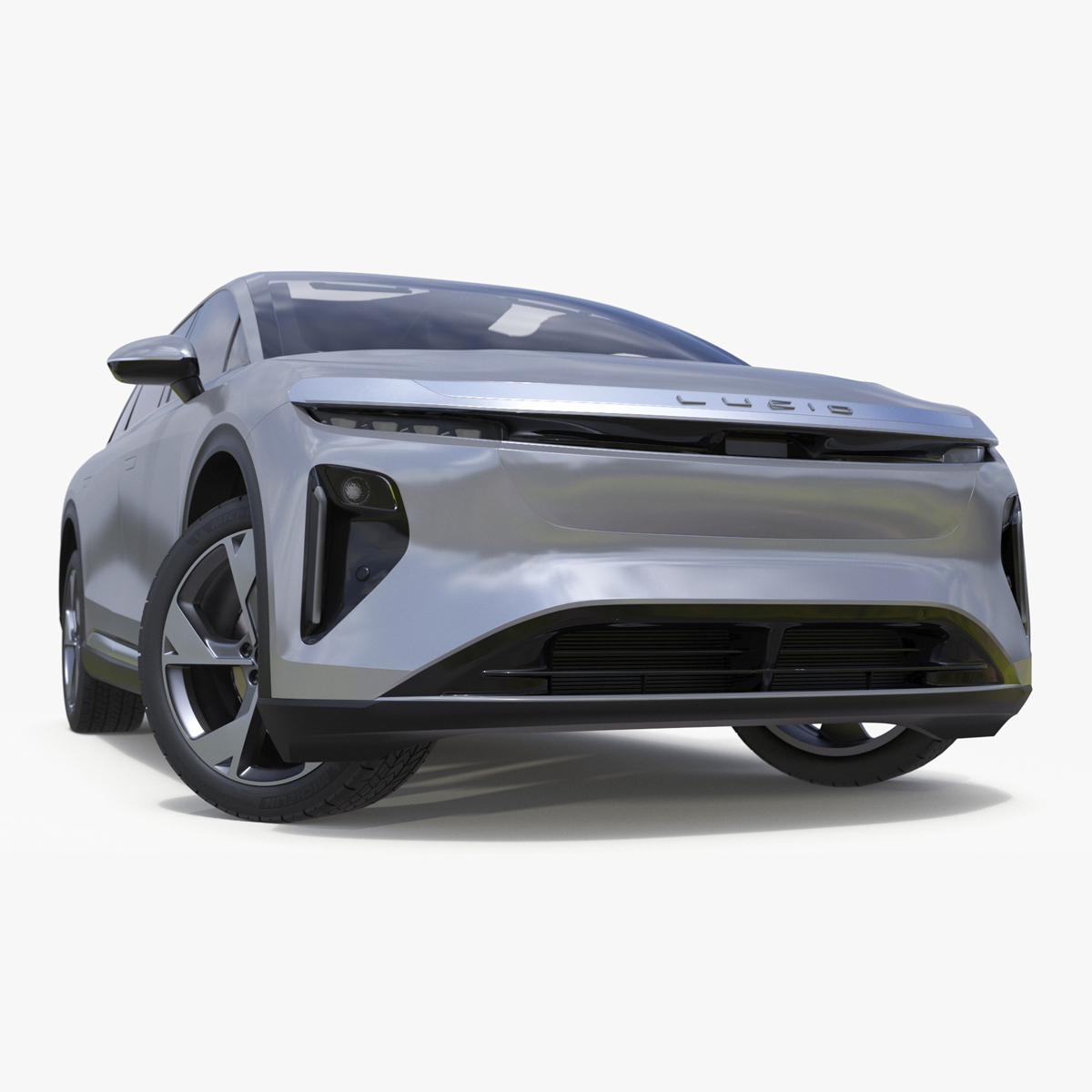 Lucid Gravity Electric Suv Gray with Lights Off Rigged 3D model