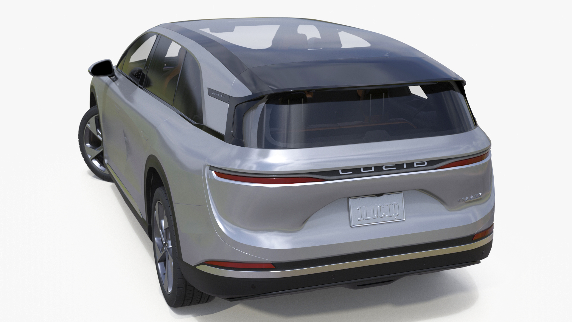 3D Lucid Gravity Electric Suv Gray with Lights Off Rigged for Maya model