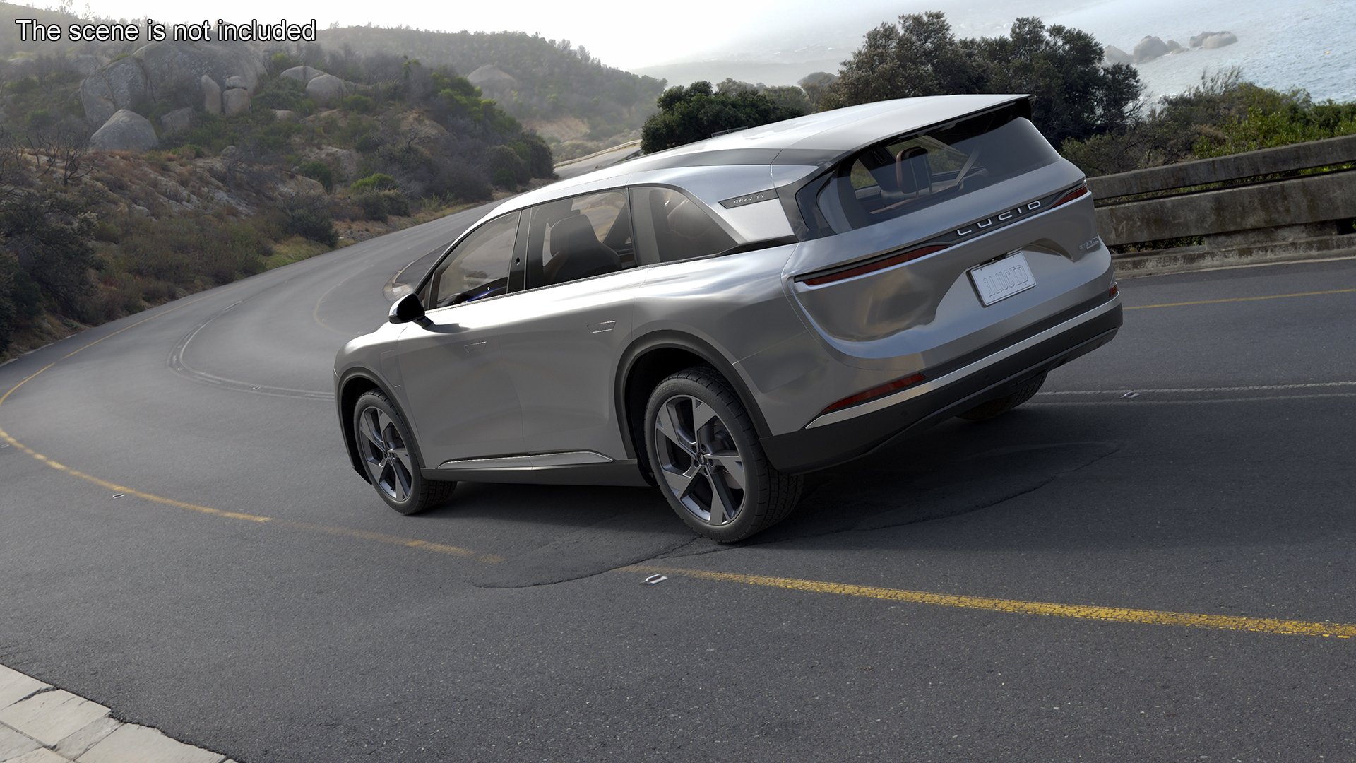 Lucid Gravity Electric Suv Gray with Lights Off Rigged 3D model