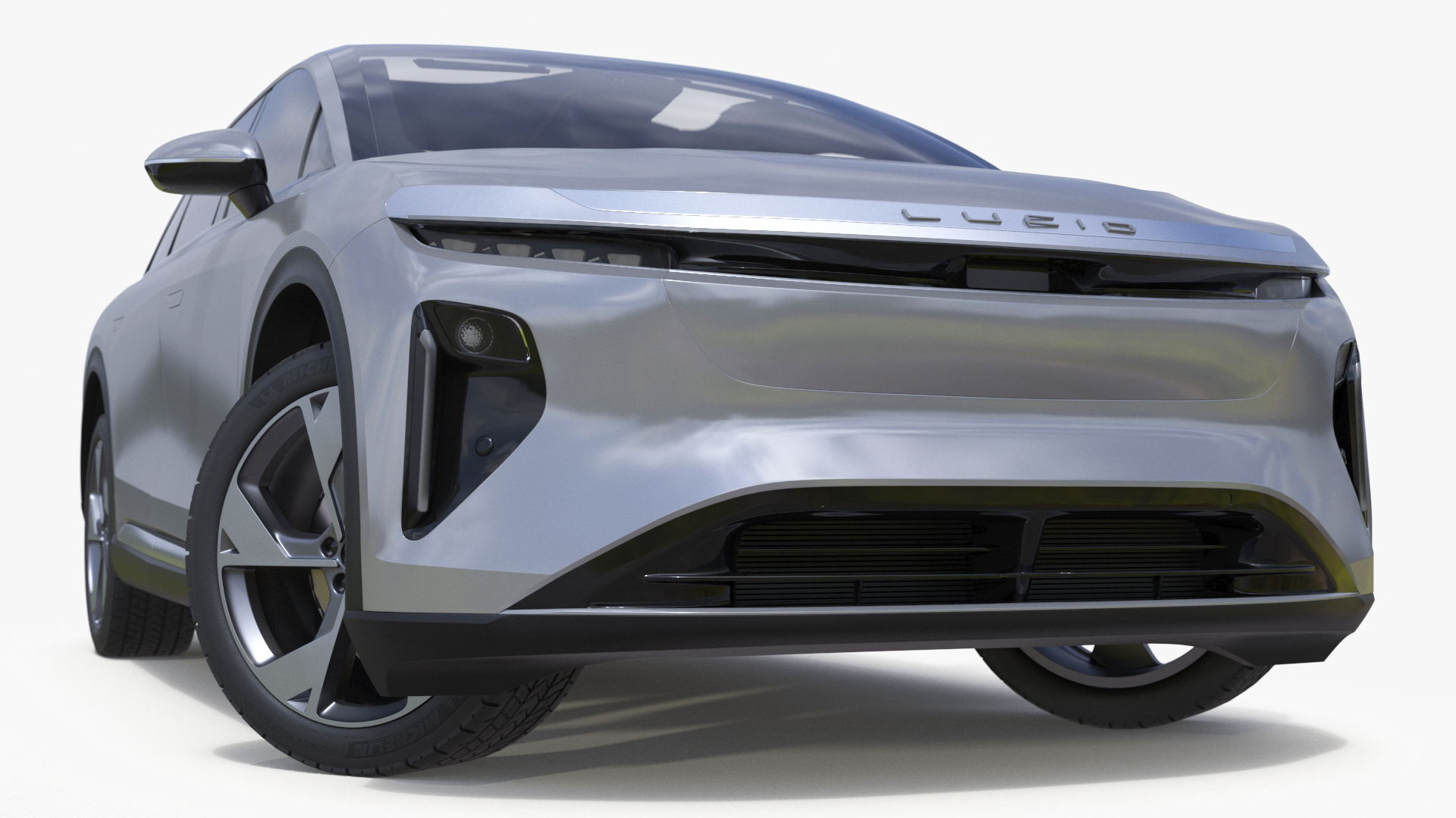 Lucid Gravity Electric Suv Gray with Lights Off Rigged 3D model