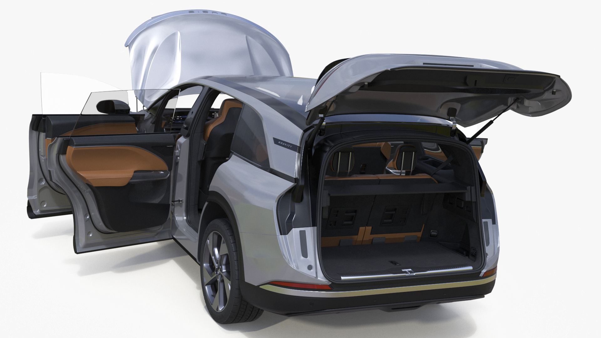 Lucid Gravity Electric Suv Gray with Lights Off Rigged 3D model
