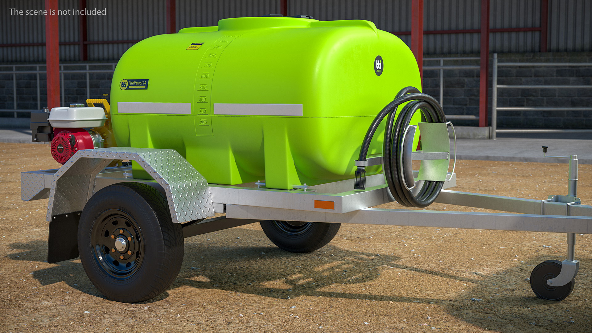 3D Pickup with Fire Fighting Trailer model