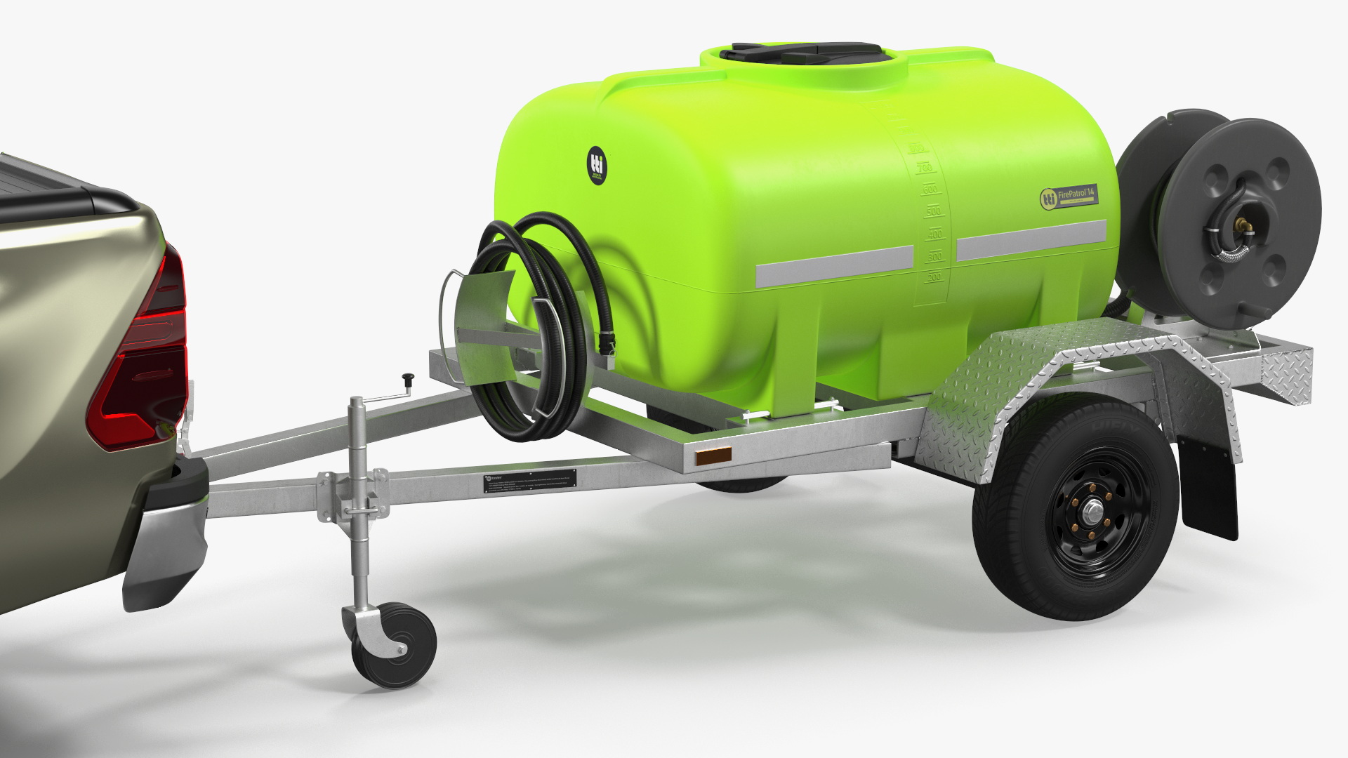 3D Pickup with Fire Fighting Trailer model