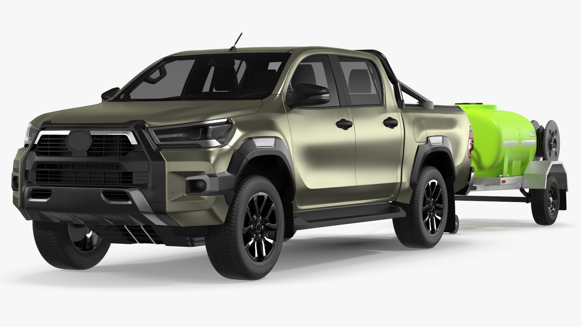 3D Pickup with Fire Fighting Trailer model