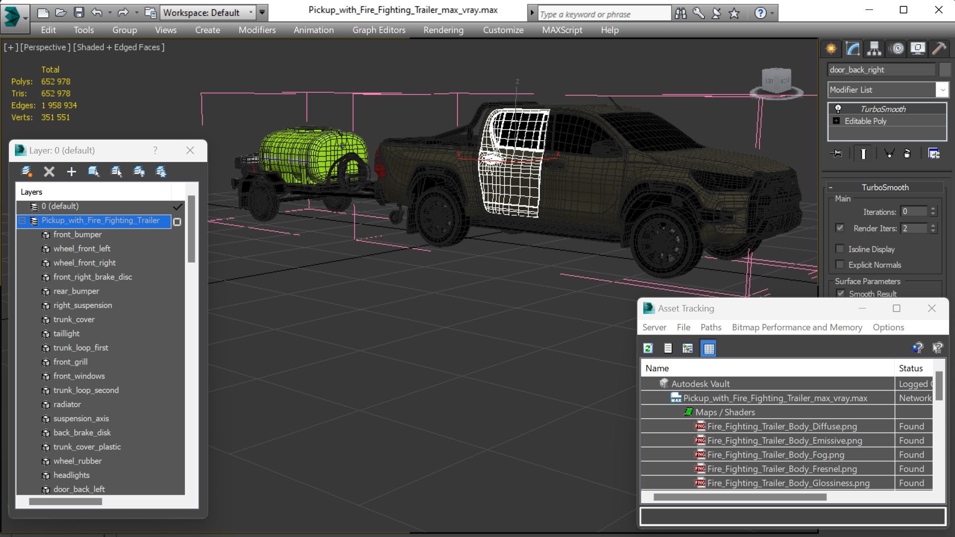 3D Pickup with Fire Fighting Trailer model