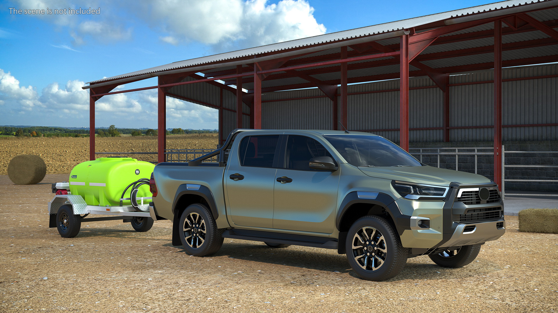 3D Pickup with Fire Fighting Trailer model