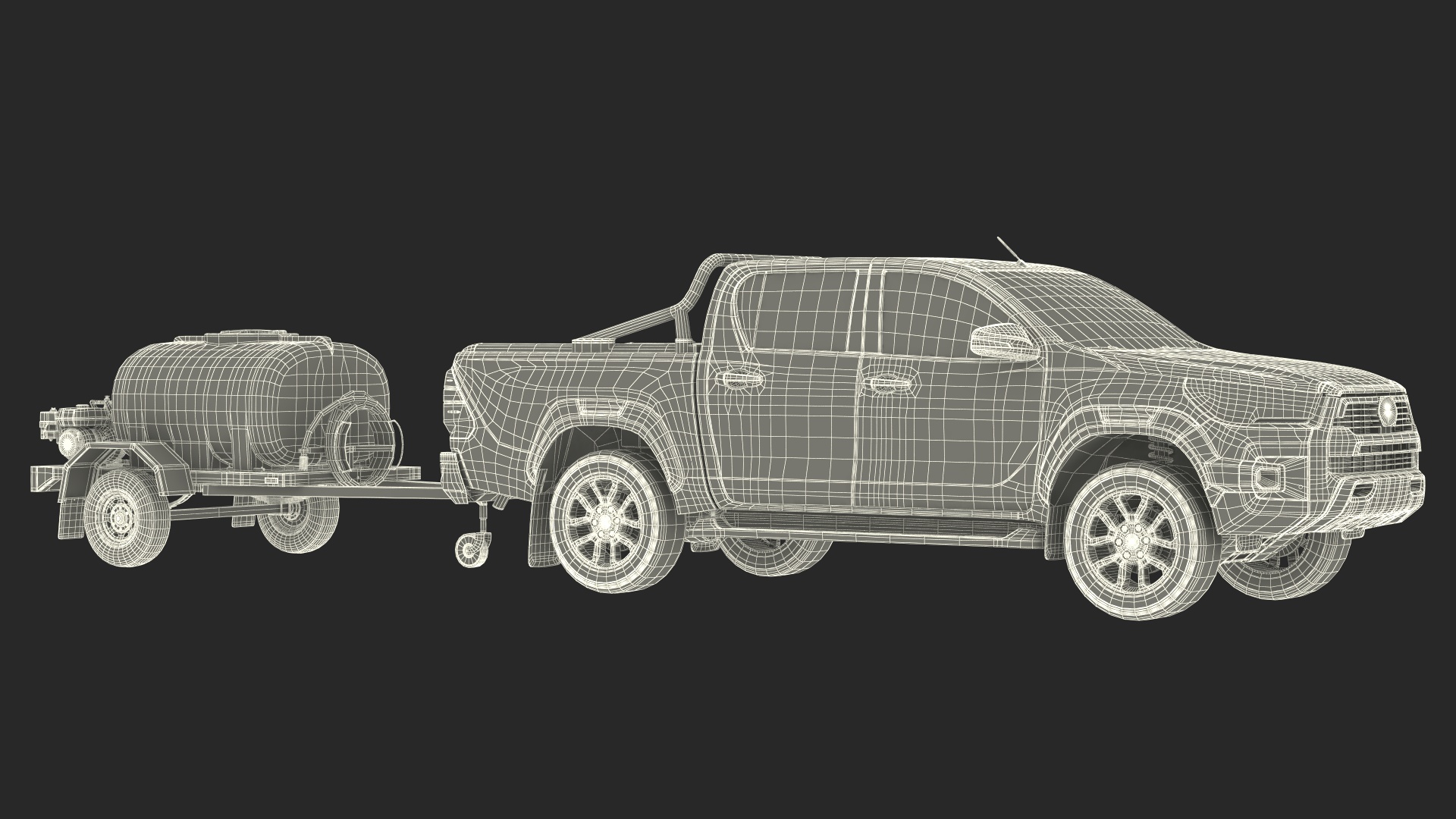 3D Pickup with Fire Fighting Trailer model