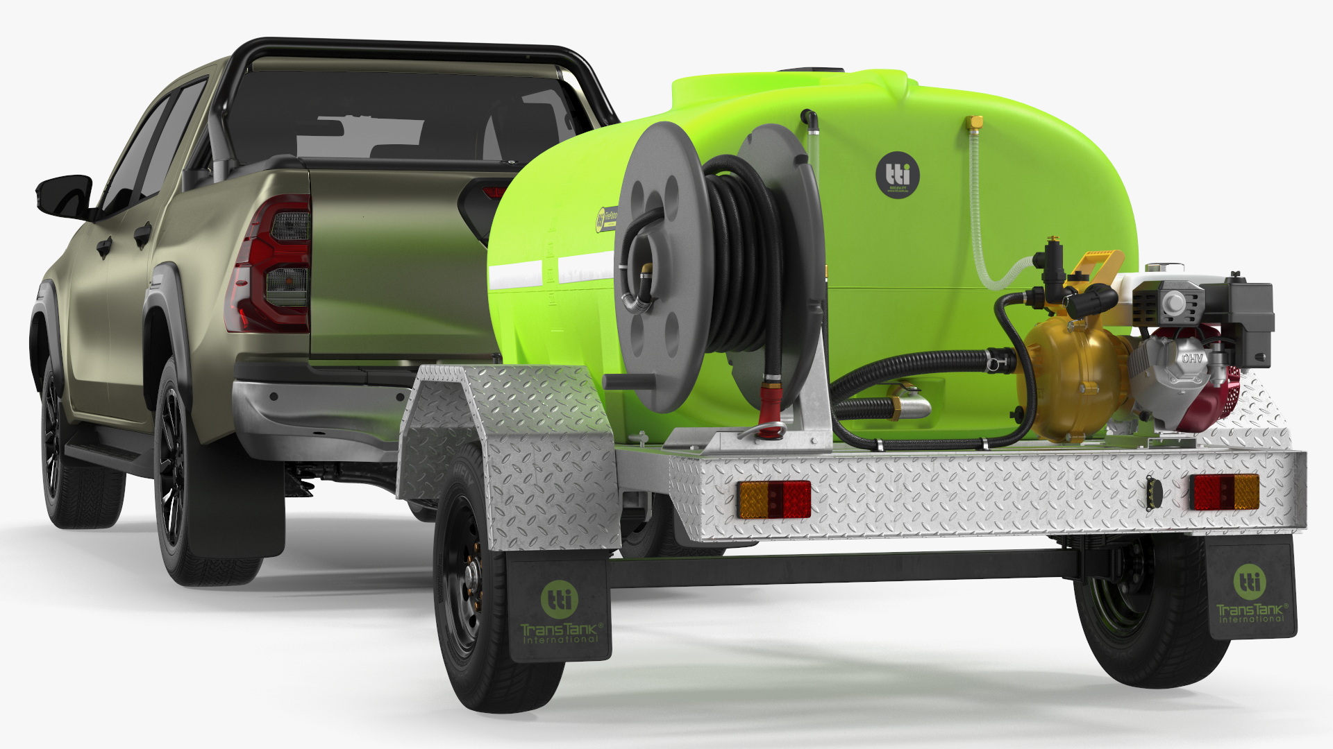 3D Pickup with Fire Fighting Trailer model