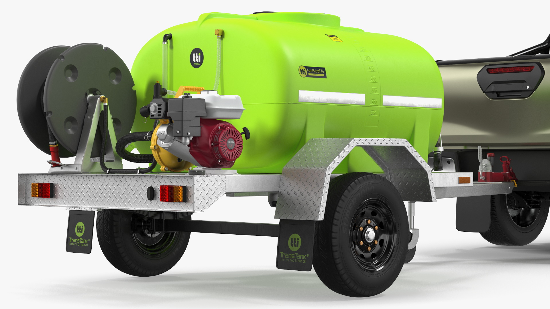 3D Pickup with Fire Fighting Trailer model