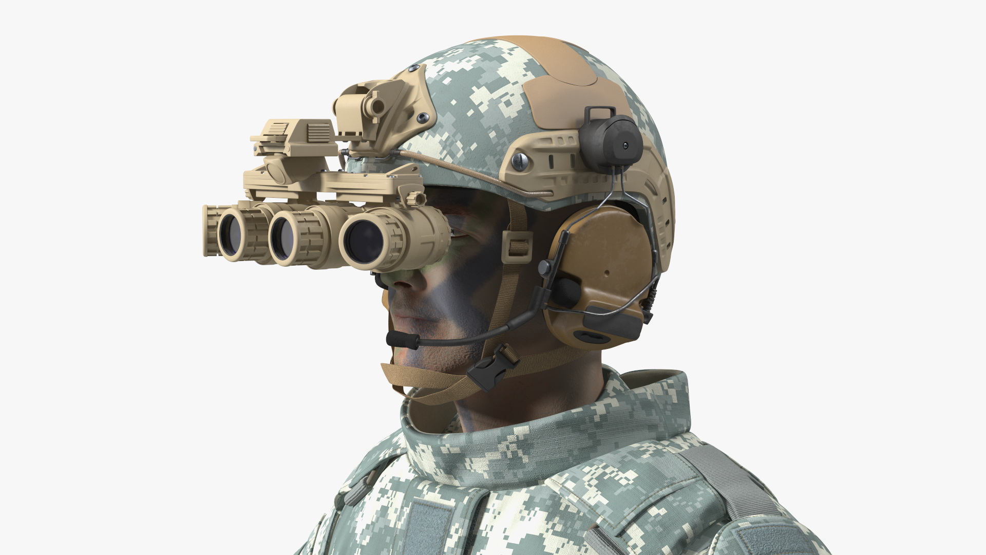 3D model Soldier Grey Camo with Night Visor Rigged for Cinema 4D