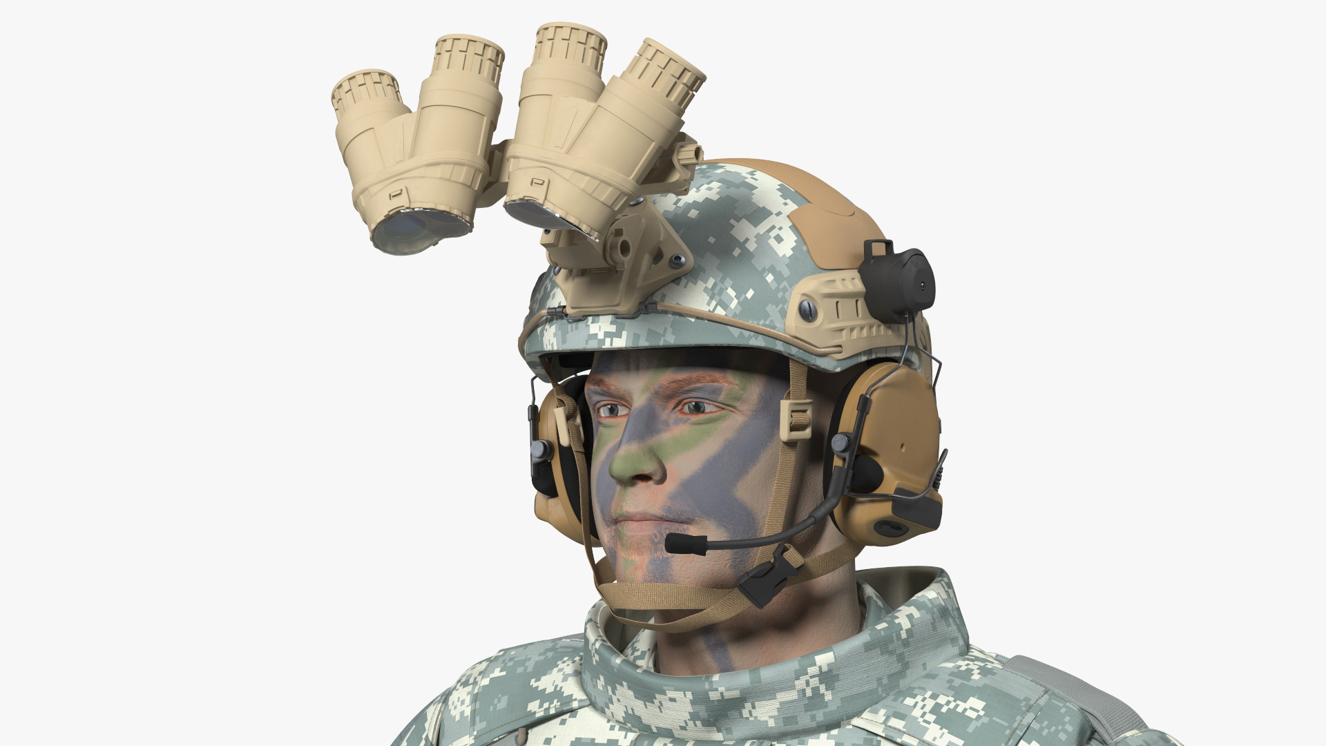 3D model Soldier Grey Camo with Night Visor Rigged for Cinema 4D