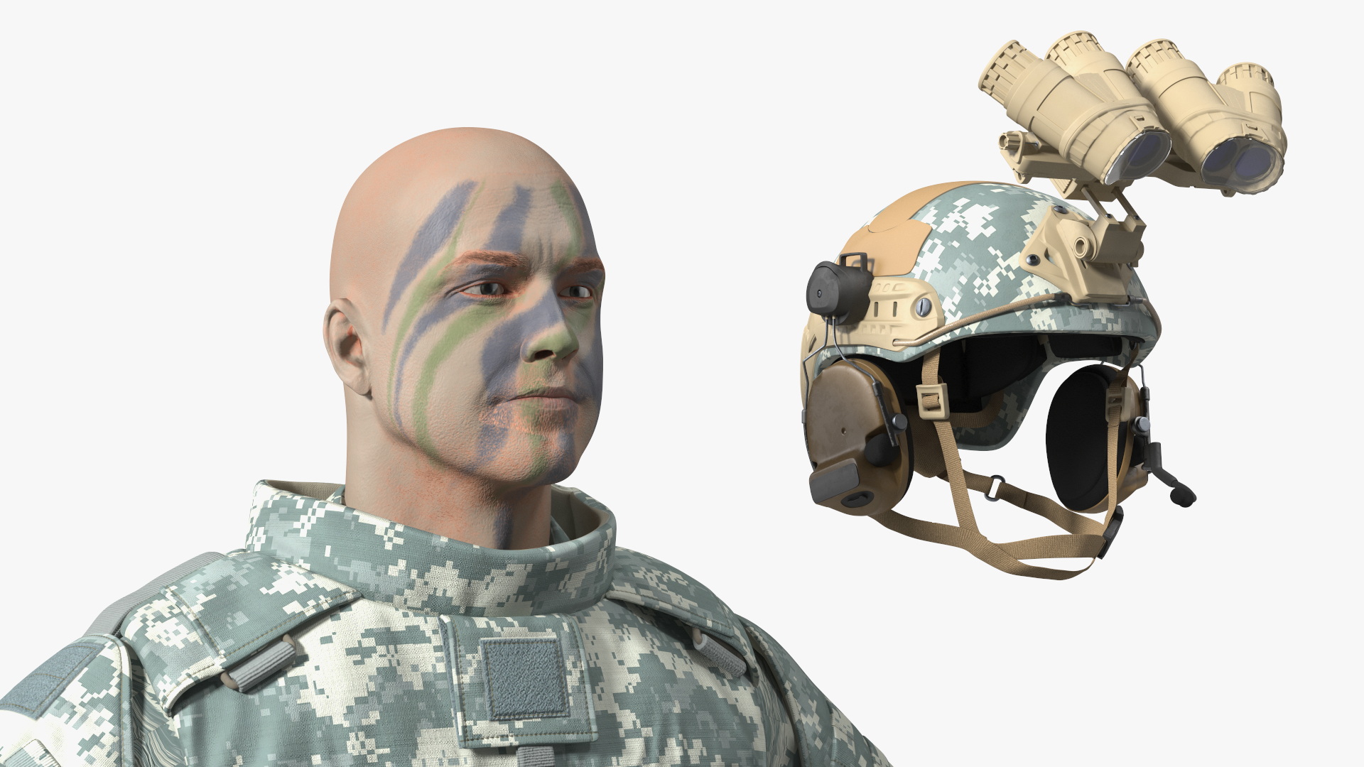 3D model Soldier Grey Camo with Night Visor Rigged for Cinema 4D