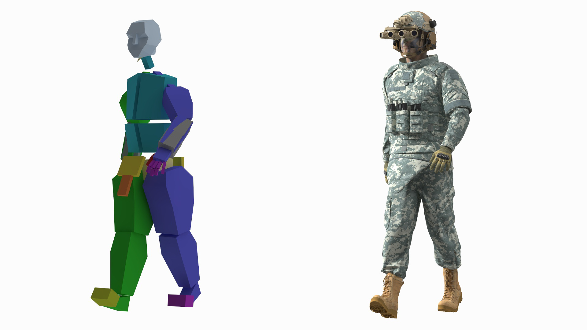 3D model Soldier Grey Camo with Night Visor Rigged for Cinema 4D
