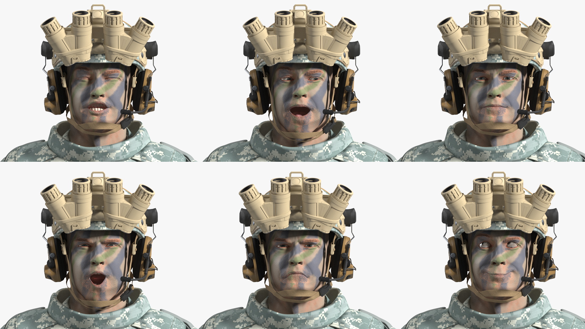 3D model Soldier Grey Camo with Night Visor Rigged for Cinema 4D