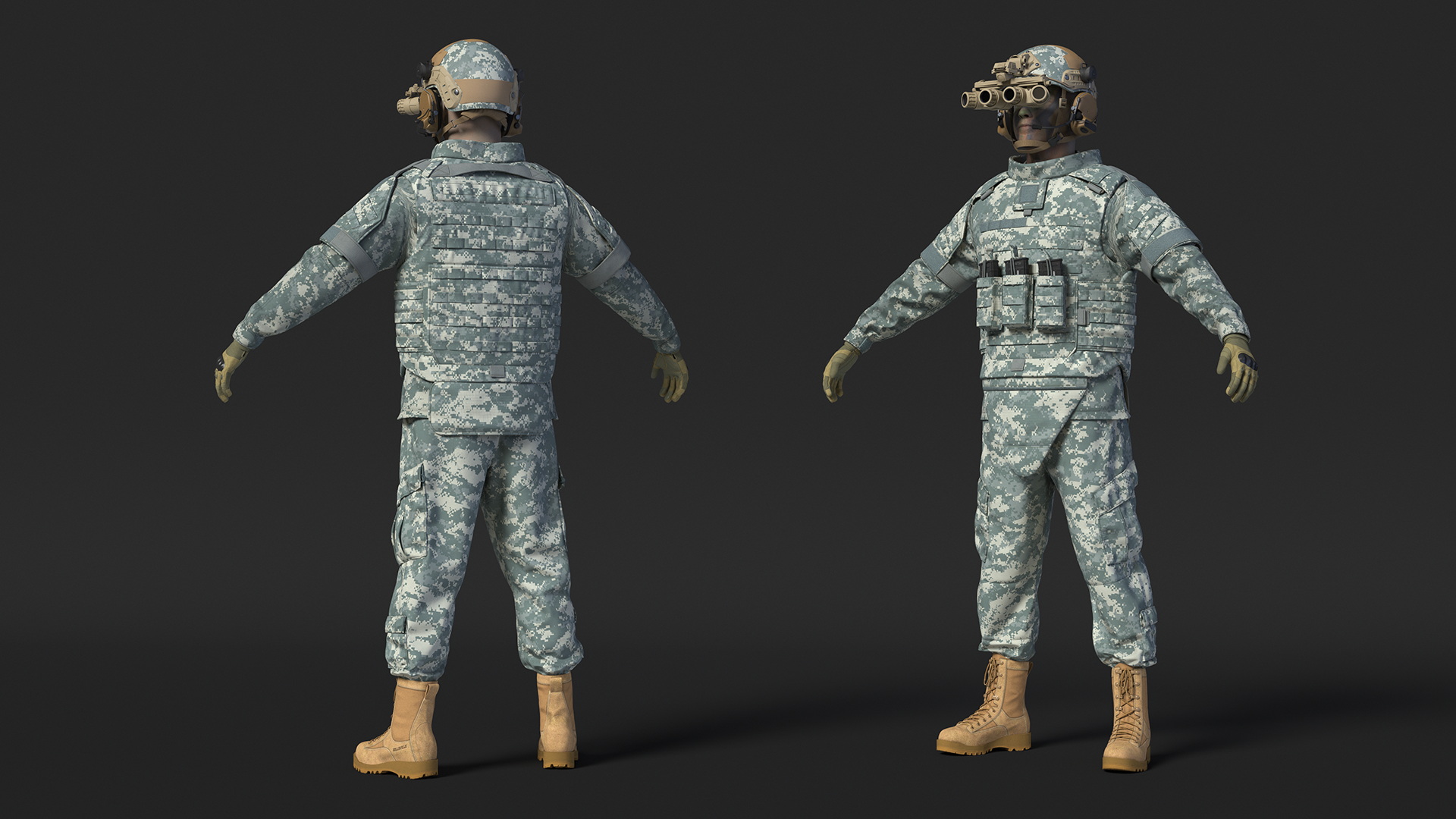 3D model Soldier Grey Camo with Night Visor Rigged for Cinema 4D