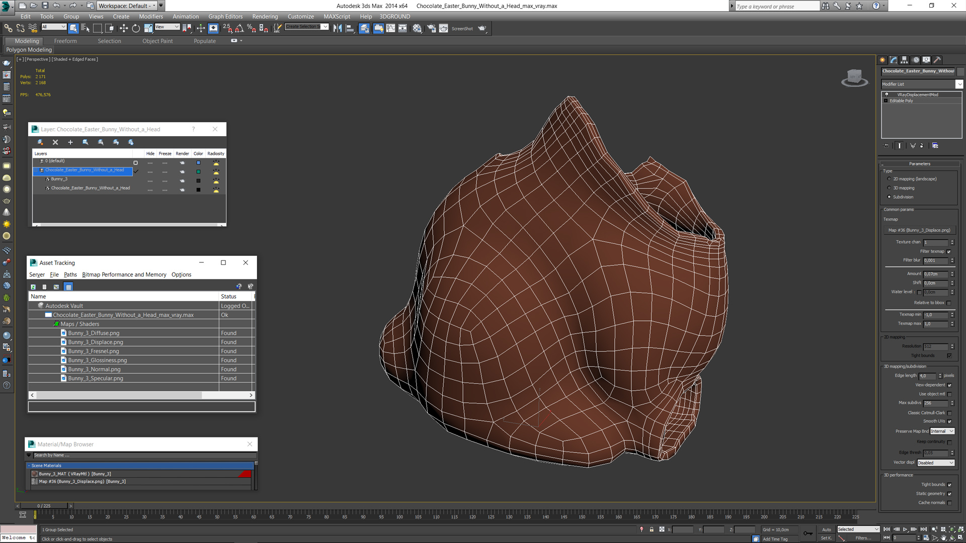 Chocolate Easter Bunny Without a Head 3D