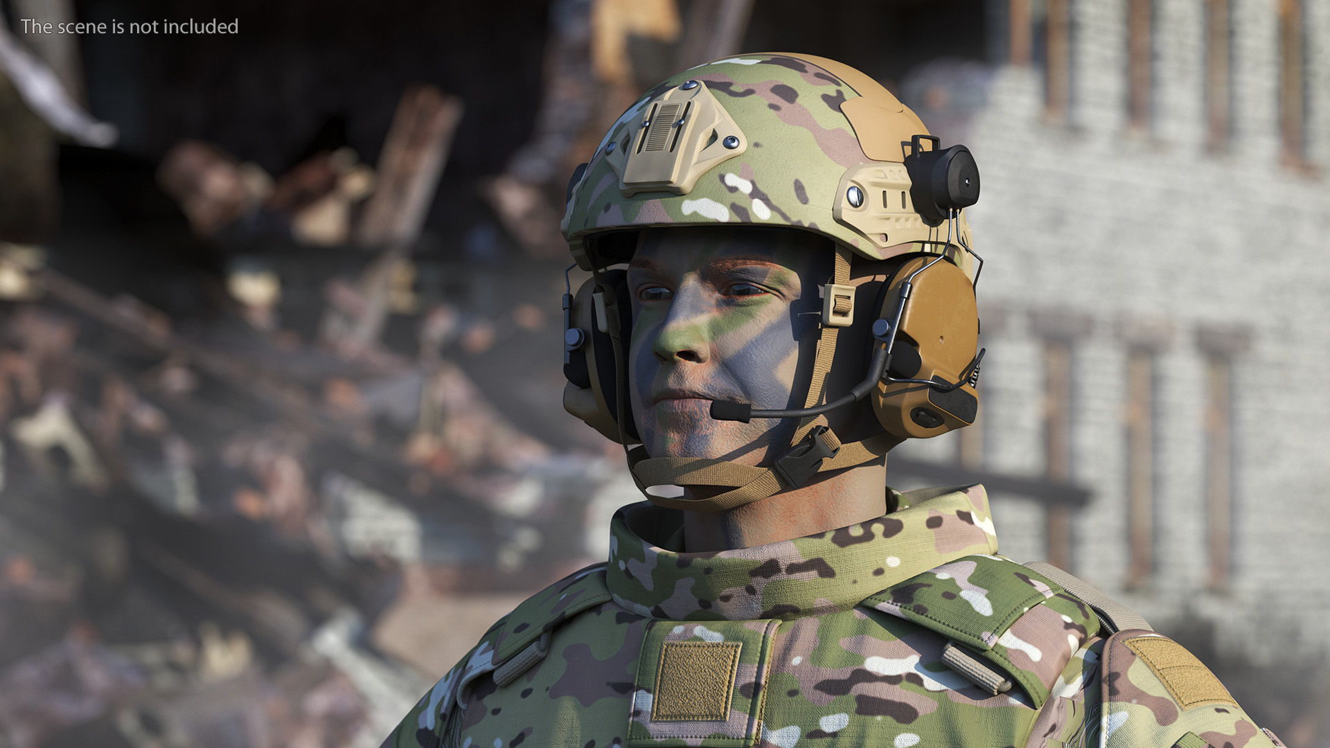 Military Soldier in Green Camo A-pose 3D
